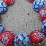 Red And Turquoise Lampworked Art Bead Bracelet