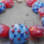 Red And Turquoise Lampworked Art Bead Bracelet