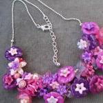 Pink And Plum Floral Bib Necklace