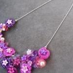 Pink And Plum Floral Bib Necklace