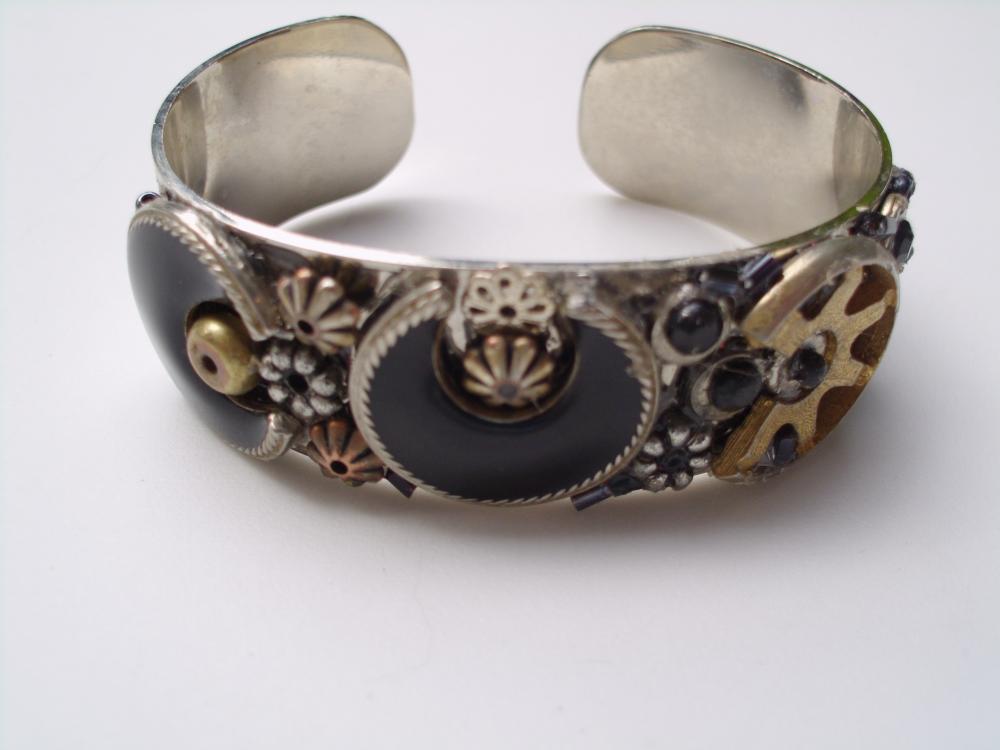 Silver Metal Steampunk Cuff Bracelet